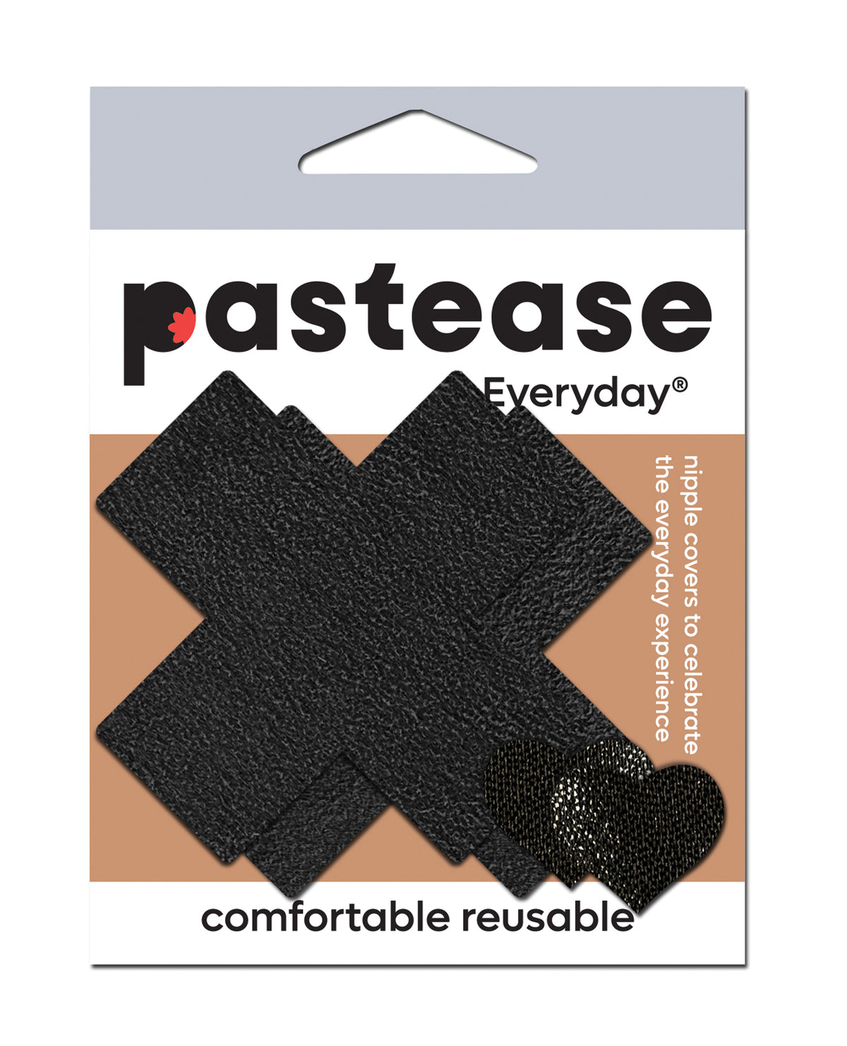 Pastease uudelleenkäytettävä ylellinen mokkanahkainen risti - musta O/S