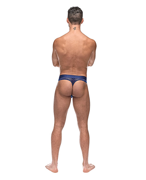 Bong de malla de diamante tanga azul L/XL