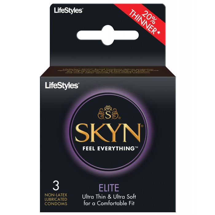 Lifestyles SKYN Elite Ultra Thin Polyisoprene Lubricated Condoms Pack of 3