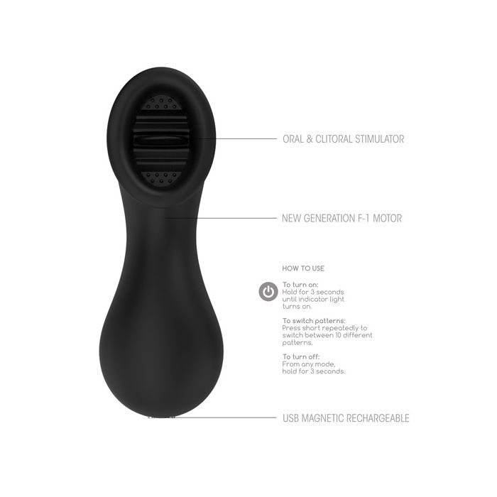 Shots Elegance Dreamy Oral Clitoral Stimulator - 10 Speed Black