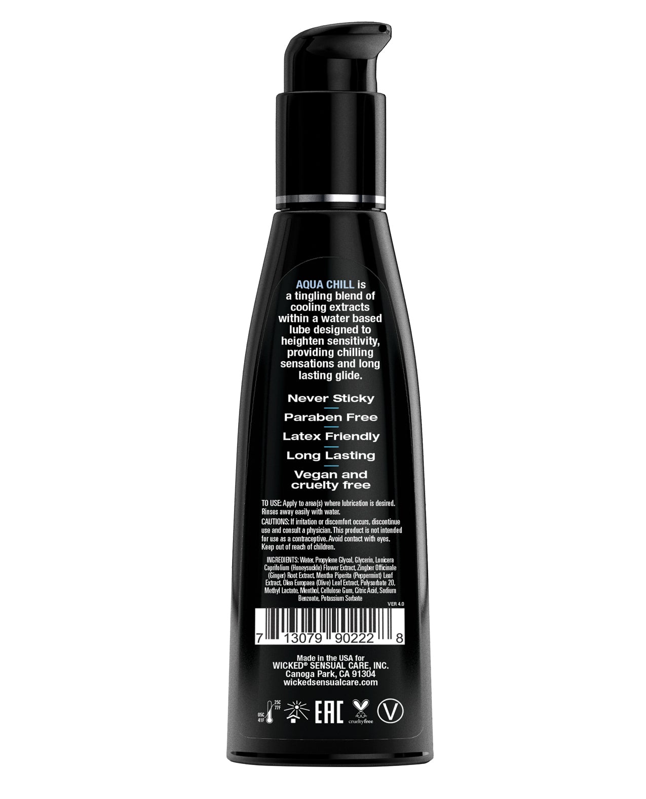 Wicked Sensual Care Aqua Chill Vandbaseret Kølende Glidecreme - 4 oz