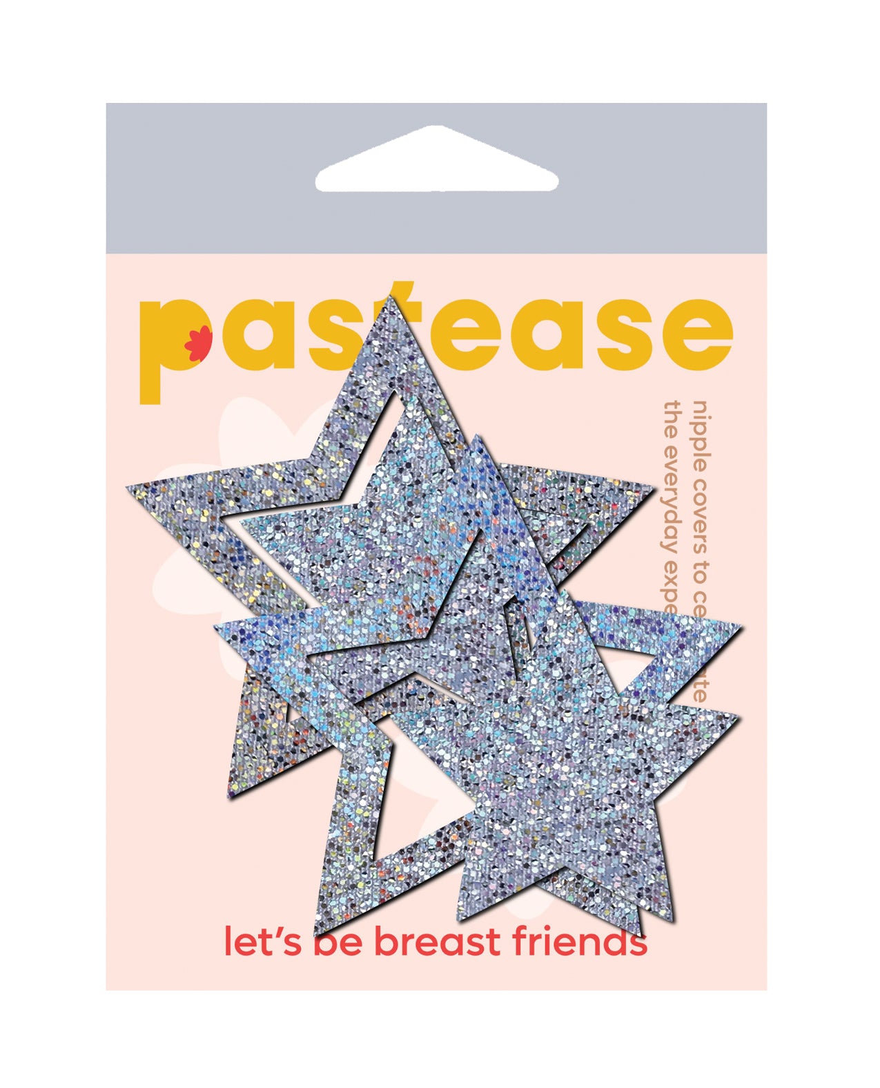 Pastease Glitter Peek a Boob Stars - Silver O/S