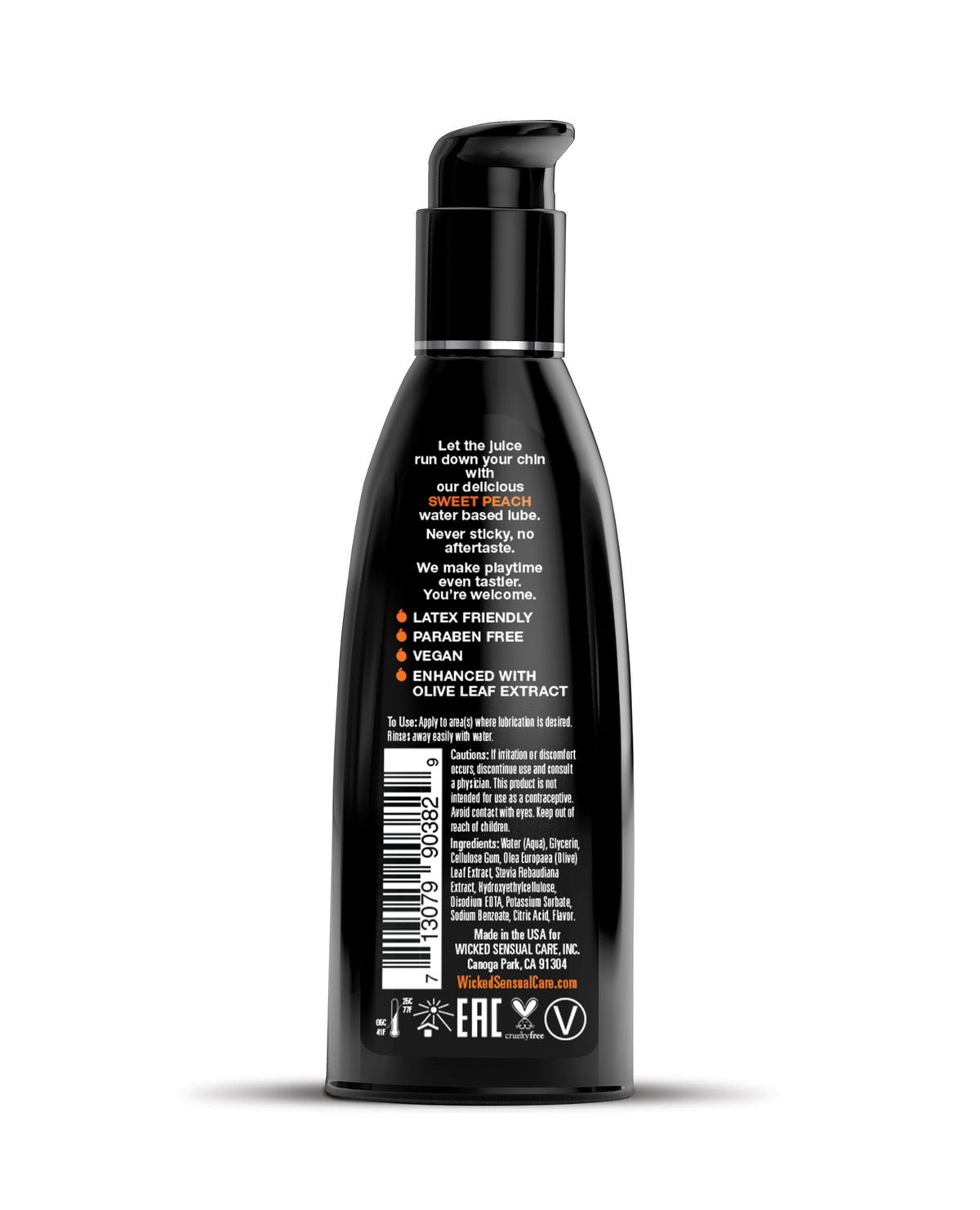 Wicked Aqua Sweet Peach Flavor Water Based Lubricant 2 Oz