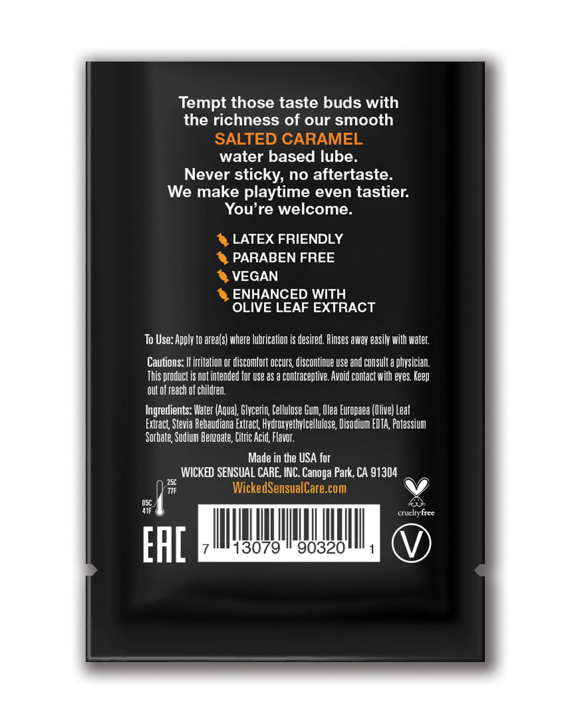 Wicked Sensual Care Aqua Waterbased Lubricant - .1 oz Salted Caramel