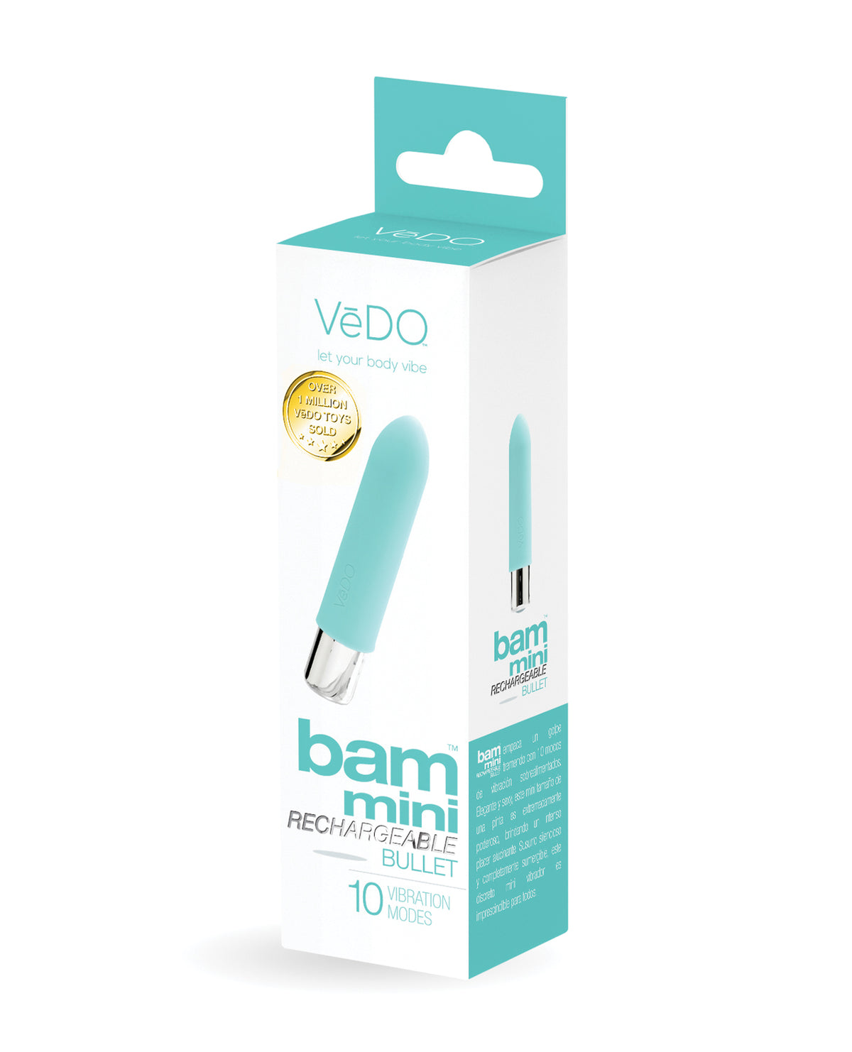 VeDO Bam Mini Rechargeable Bullet Vibe Turquoise Whisper Quiet Submersible