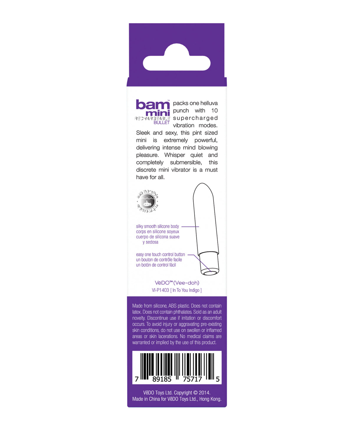 VeDO Bam Mini Rechargeable Bullet Vibe - Into You Indigo