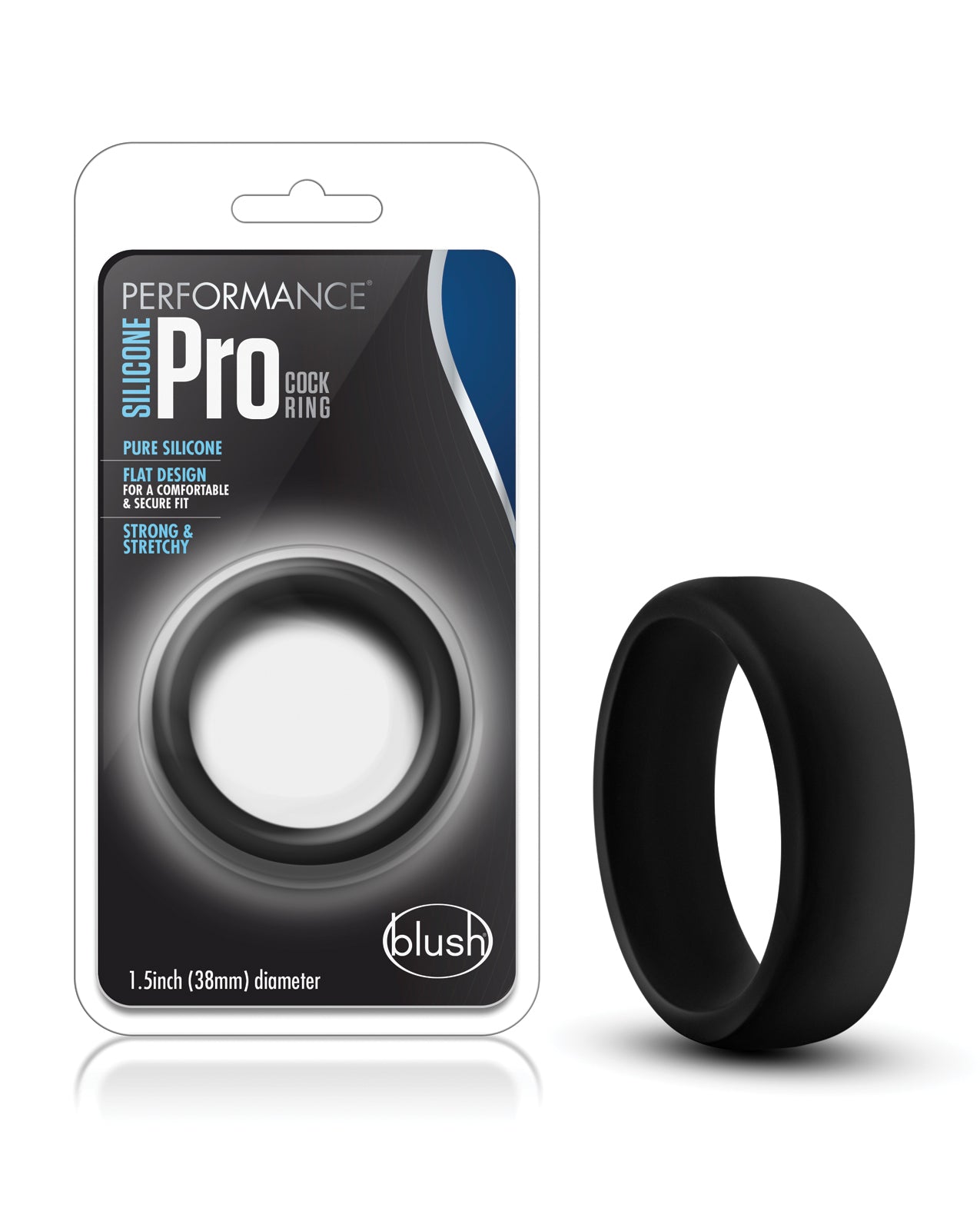 Blush Performance Silicone Go Pro Cock Ring Black Soft Comfort