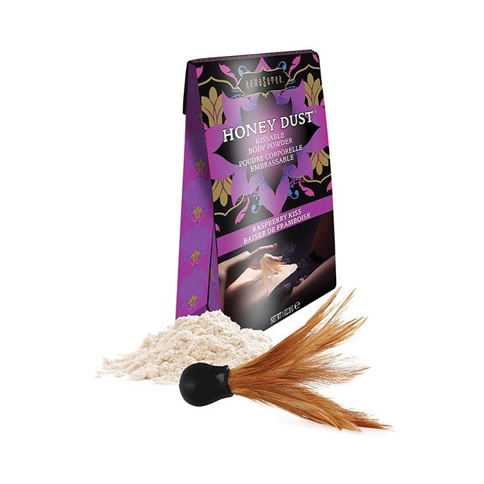 Kama Sutra Honey Dust Raspberry Kiss Powder One Ounce With Feather Applicator