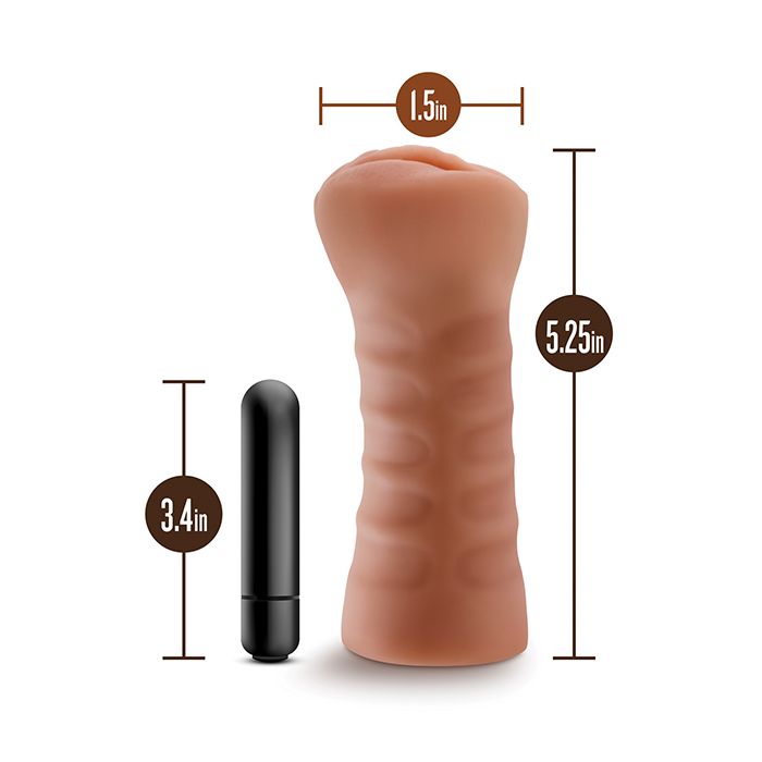 Cargue la imagen en el visor de la galería, Blush M For Men Sofia Stroker With Vibrating Bullet Mocha TPE
