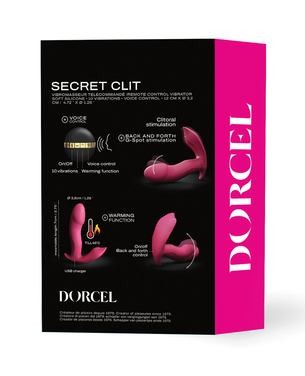 Dorcel Secret Clit Dual Stim Încălzire și Control Vocal - Roz