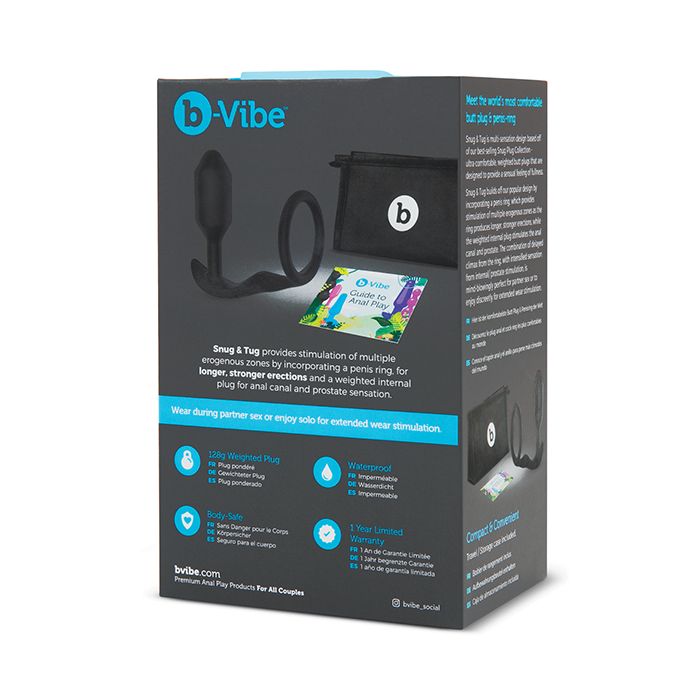 b-Vibe Snug & Tug Anello Pene e Silicone Ponderato - 128 g Nero
