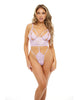Cargue la imagen en el visor de la galería, Zoe Peek A Boo Soft Cup Lace Teddy w/G-String Back Lavendula L/XL
