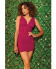 Load image into Gallery viewer, Sheer Mesh Ruched Side Chemise &amp; G-String Raspberry MD
