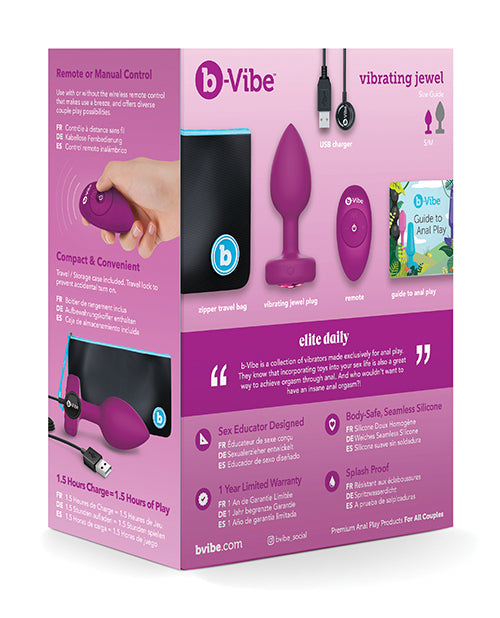 Bvibe Remote Control Vibrating Jewel Plug Small Fuchsia
