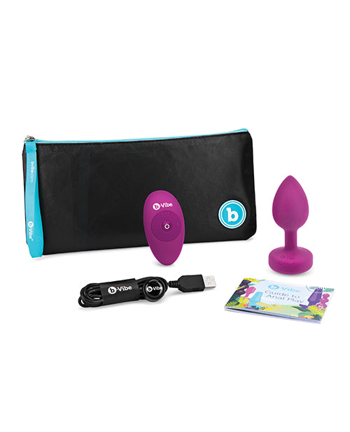 Bvibe Remote Control Vibrating Jewel Plug Small Fuchsia