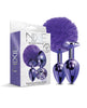 Bild in den Galerie-Viewer laden, Nixie Metall Analplug Set mit eingelegtem Schmuck &amp; Bommel - Lila Metallic
