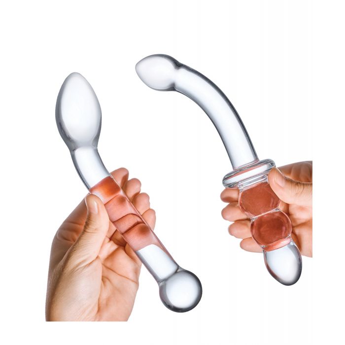 Set di 2 pezzi di dildo in vetro per piacere G-Spot - Trasparente
