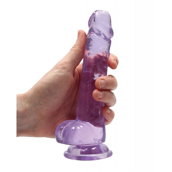 Shots RealRock Realistic Crystal Clear 7" Dildo w/Balls - Purple