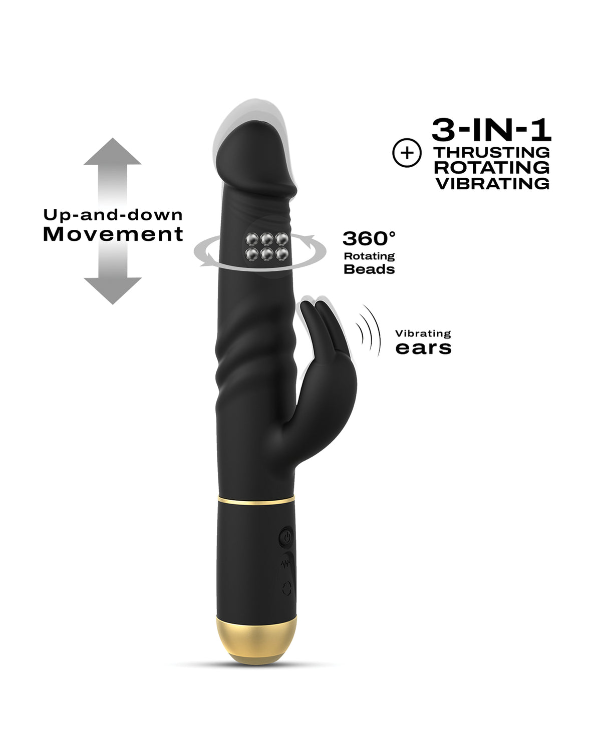 Dorcel Rabbit Furioso 2.0 a Spinta e Rotazione - Nero