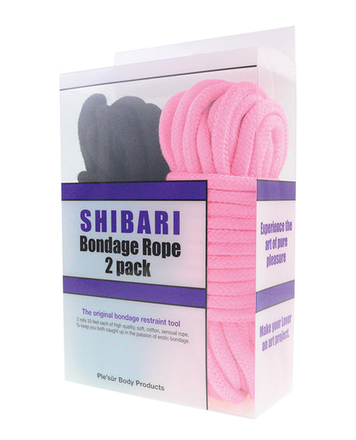 Load image into Gallery viewer, Plesur Cotton Shibari Bondage Rope 2 Pack - Black/Pink
