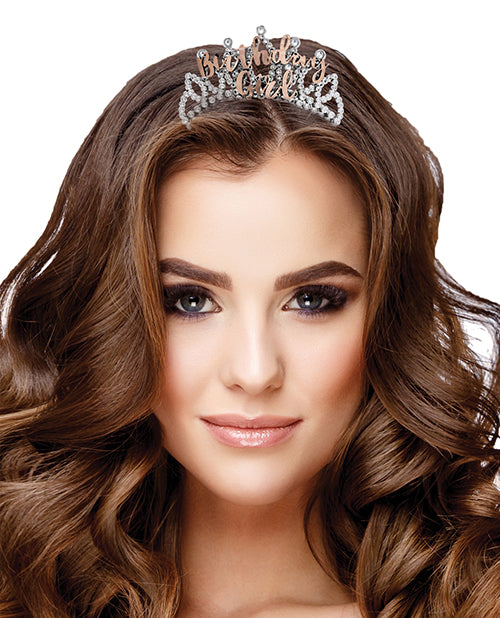 Birthday Girl Tiara Rose Gold Diamante Elegant Accessory