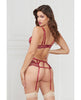 Φόρτωση εικόνας στο πρόγραμμα προβολής Gallery, Stretch Satin &amp; Lace Balconette Cup &amp; Garter Panty Wine XL
