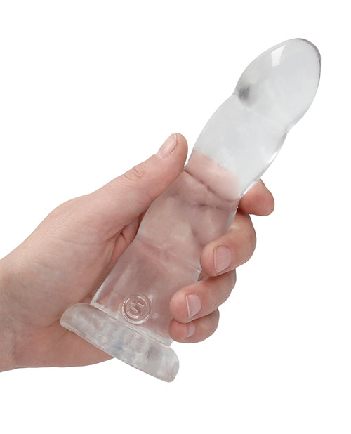 Shots RealRock Crystal Clear 7" Rippled Dildo - Transparent