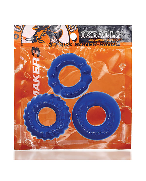 Carregue a imagem no visualizador da Galeria, Oxballs Bonemaker 3 Pack Cockring Kit - Pool Blue
