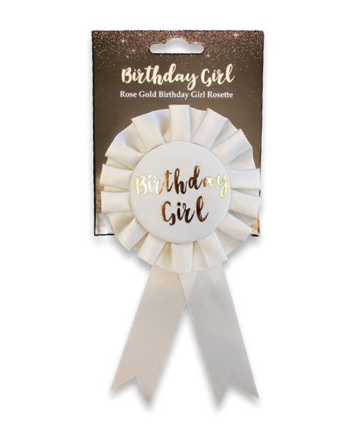 Rose Gold Birthday Girl Rosette Cream Flower Badge Premium