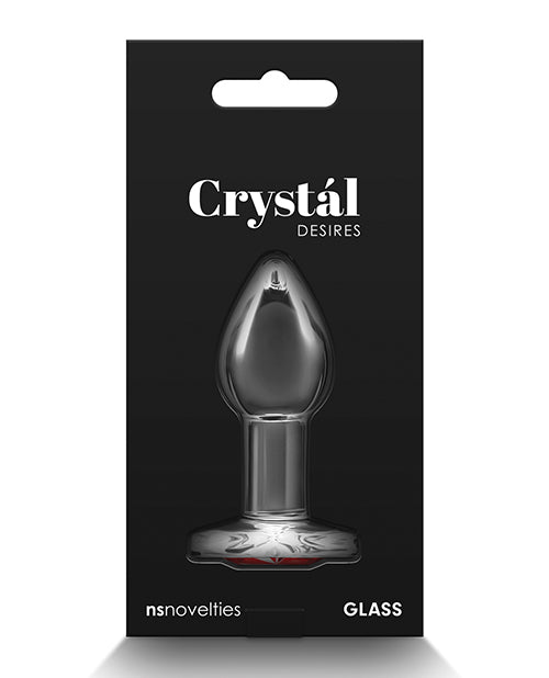 Crystal Desires Glass Heart Gem Butt Plug Small Red Borosilicate