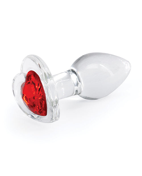 Crystal Desires Glass Heart Gem Butt Plug Small Red Borosilicate