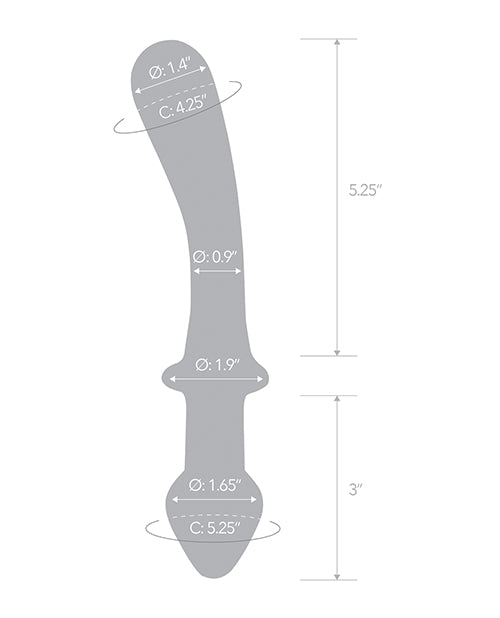 Glas 9" Classic Curved Dual Ended Dildo - Clear
