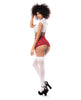 Load image into Gallery viewer, Sexy School Girl Tie Top, Skirt w/Slits &amp; Tie Red/White L/XL
