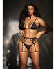 Załaduj obraz do przeglądarki galerii, Mesh Top w/Adjustable Coverage, Garter Belt &amp; Thong Black L/XL

