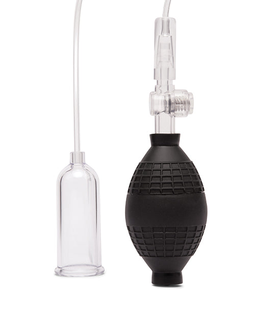 Lux Fetish Clitoral Pump With Quick Release Clear And Black Adjustable Suction Levels For Enhanced Pleasure