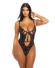 Load image into Gallery viewer, Femi Unlined Underwire Stretch Lace Teddy w/Rhinestone Charm Black LG
