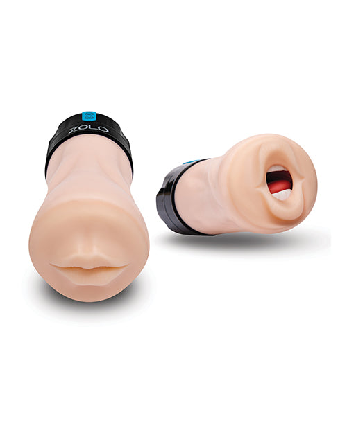 ZOLO Gawk Gawk Deep Throat Vibrating Masturbator Ivory With 10 Vibration Modes And 5 Suction Settings Mouth Design