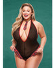 Load image into Gallery viewer, Teacher's Pet Schoolgirl See Thru Crotchless Teddy w/Tie Black/Red QN
