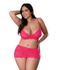 Charger l'image dans la visionneuse de la galerie, Get It Girl Lace Bra w/Skirt &amp; Thong - Pink QN

