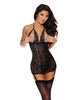 Φόρτωση εικόνας στο πρόγραμμα προβολής Gallery, Lace &amp; Mesh Peek a Boo Chemise w/Garter Black/Purple XL
