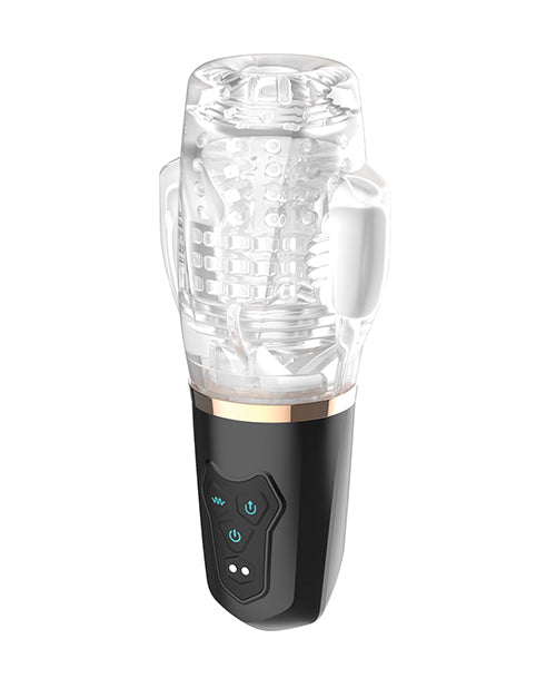 Sucking And Vibrating Blowjob Sucker Black Waterproof Rechargeable