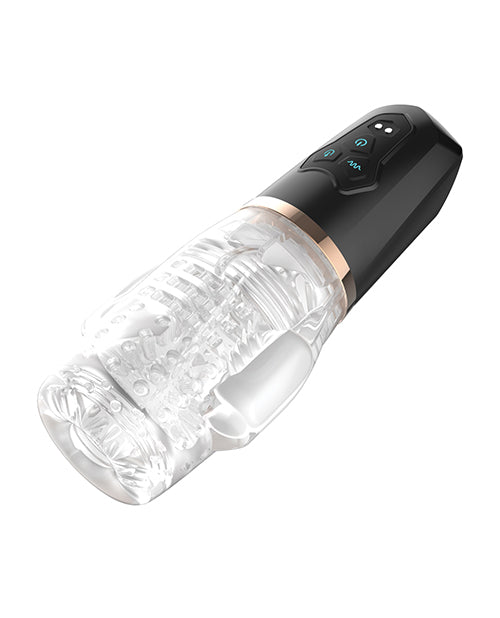 Sucking And Vibrating Blowjob Sucker Black Waterproof Rechargeable