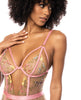 Lataa kuva gallerian katseluohjelmaan, Floral Embroidered Teddy w/Underwire Cup &amp; Garters Pink Large
