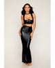Carica l'immagine nel visualizzatore Galleria, Stretch Faux Leather Harness Bra &amp; Long Slip Skirt - Black SM
