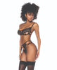 Load image into Gallery viewer, Lace Underwire Bra w/Crotchless Thong and Garter 3 pc Set - Black L/XL

