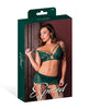 Load image into Gallery viewer, Evermore Bralette w/Skirt Garter &amp; Thong 3 pc Set - Emerald L/XL
