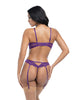 Load image into Gallery viewer, Margo Lace &amp; Mesh Underwire Bra w/Gartered Panty 2 pc Set - Imperial Purple L/XL
