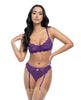 Load image into Gallery viewer, Margo Lace &amp; Mesh Underwire Bra w/Gartered Panty 2 pc Set - Imperial Purple L/XL
