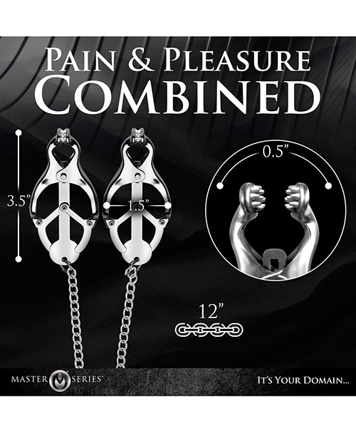 Load image into Gallery viewer, Master Series Tyrant Spiked Clover Nipple Clamps - Silver
