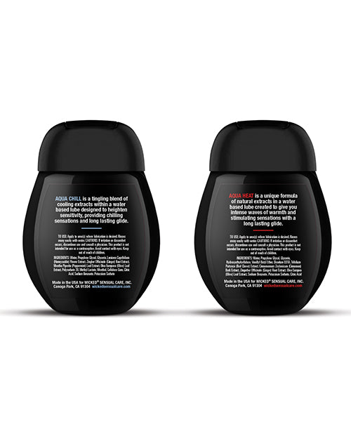 Wicked Sensual Care Sensation Kit Aqua Heat And Aqua Chill Lubes 1.5 Oz
